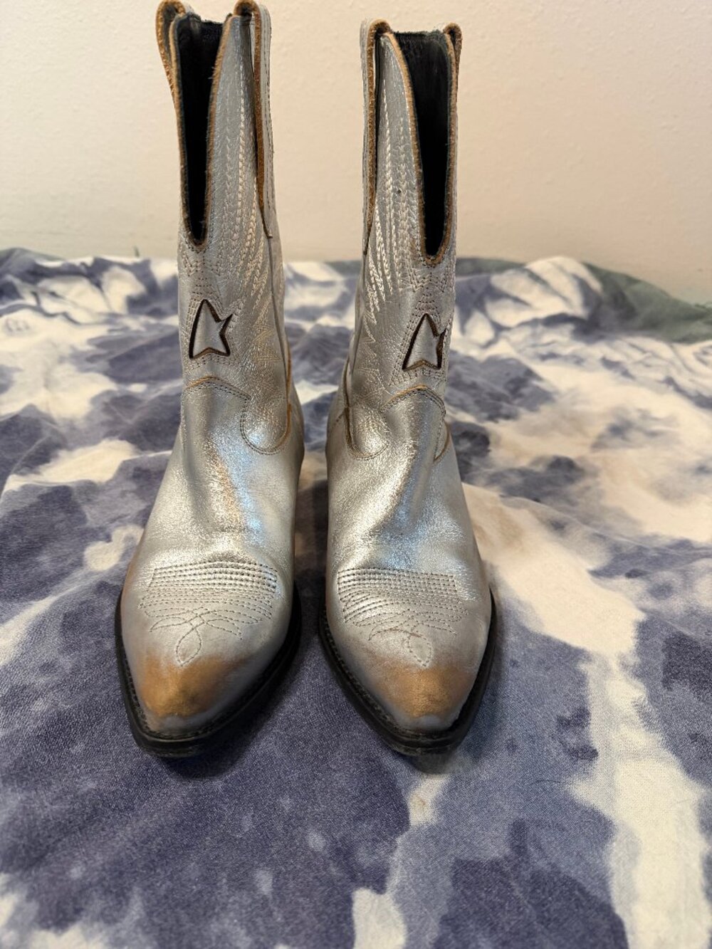 Golden Goose Silver Metalic Wish Star Western Boots Size 37 EUC - Picture 6 of 13